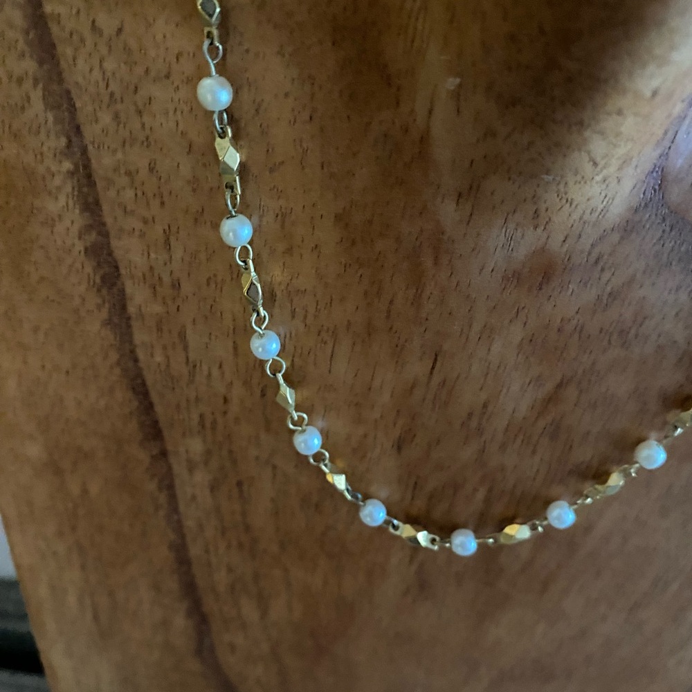 Napier Gold & Pearl Choker - Picture 2 of 5